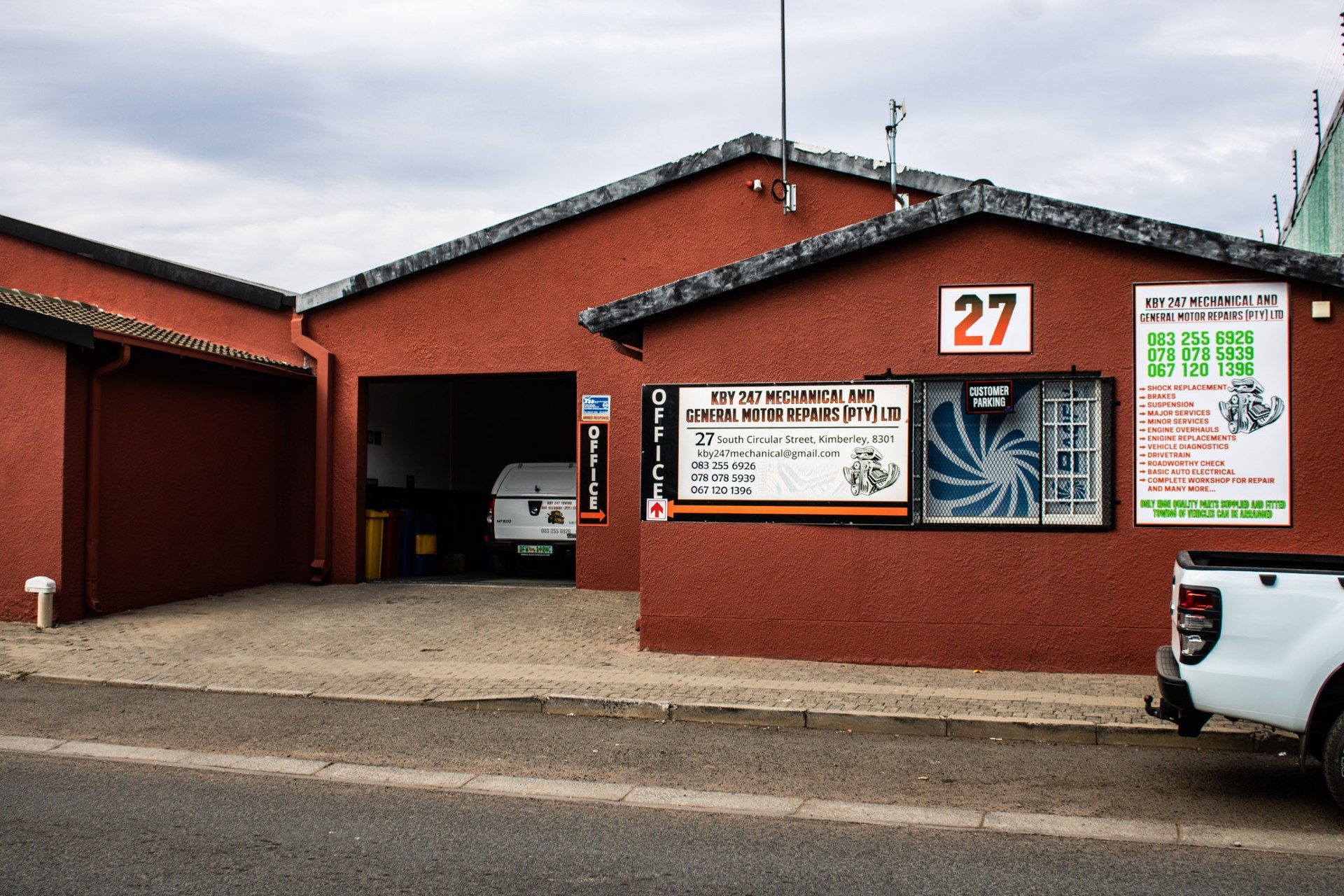 KBY 247 workshop storefront on South Circular Street, Kimberley